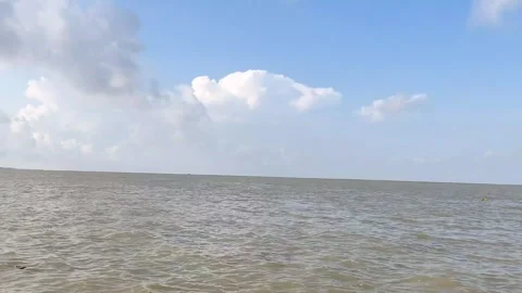 Calm Water Waves Under Blue Sky with Clouds 4K Static Nature Scene Stock Footage 337952992