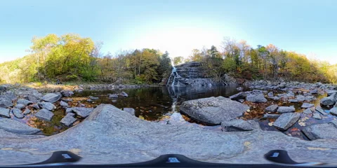 A calm waterfall surrounded by nature, forest scenery Video stock 287935854