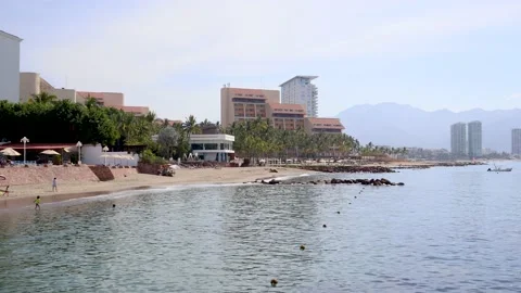 Calm waters of the beach in Puerto Vallarta Stock Footage