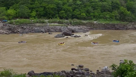 The Calm Waters of Rishikesh Boating Stock Footage 313564308
