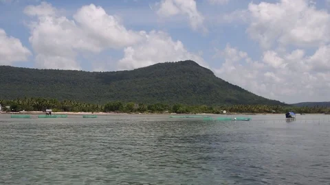 Calm wave and mountain.4K Stock Footage 76594141