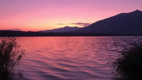 Calm waves in a lake Stock Footage 242386006