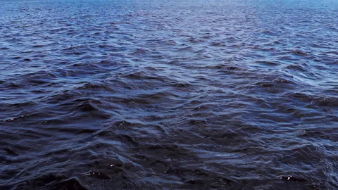Calm waves on the northern cold sea. Blue water flow on cloudy day. Stock Footage 233739082