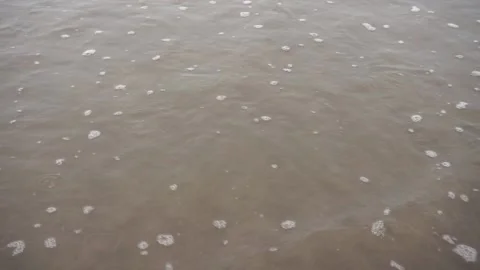 Calm waves roll on the empty sandy beach Vidéo 196985046