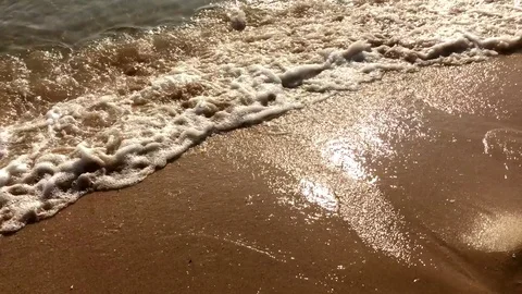 Calm waves roll on the sandy beach. Stock Footage 80356043