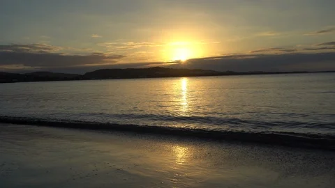 Calm waves on a tropical beach sunset Stock Footage 105872446