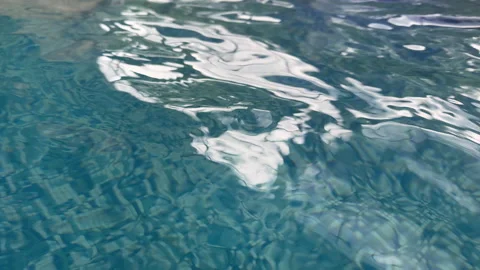 Calm waves on the water against the background of a blue pool close-up. A Stock Footage 198810041