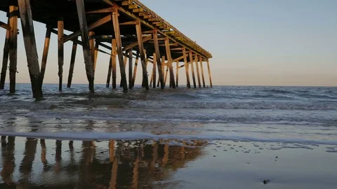 Calm Weather, early evening light on Claremont Pier and Beach, Lowestoft Stock Footage 80270727