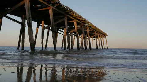Calm Weather, early evening light on Claremont Pier and Beach, Lowestoft Stock Footage 80270737