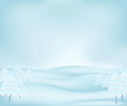 Calm winter landscape plain scene with spruce trees vector Illustrazione stock