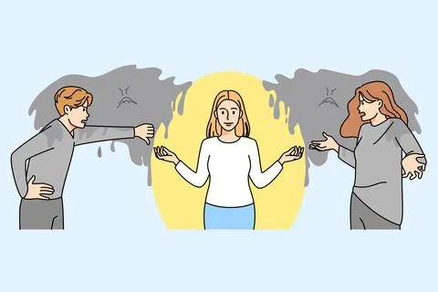 Calm woman avoid negative comments Stock Illustration