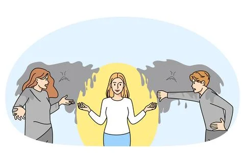 Calm woman avoid negative comments Illustrazione stock