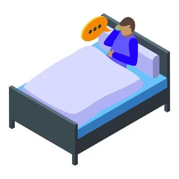 Calm work phone call in bed icon isometric vector. Relax creative Illustrazione stock