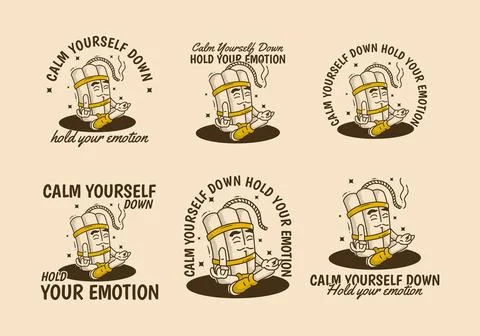 Calm yourself down hold your emotion. Character design of tnt dynamite in m.. 스톡 일러스트