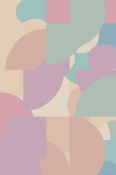 A calming arrangement of overlapping geometric forms in soft pastel tones c.. Stock Illustration