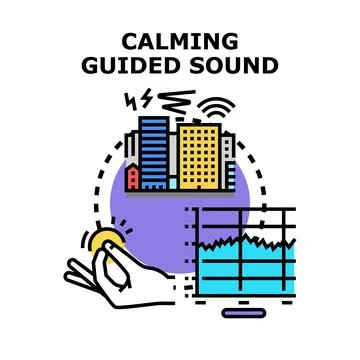 Calming guided sound reducing city noise pollution Stock Illustration