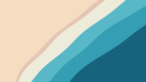 A calming top-down view of a tranquil beach Cartoon animation, showcasing s.. Stock Footage 304094619
