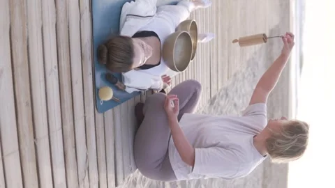 A calming video shows diverse groups practicing yoga and mindfulness Stock Footage 303776845