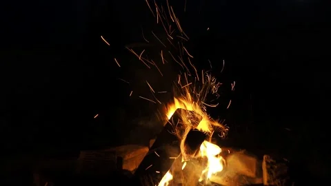 Calming View And Sounds Of Fire At Night Video stock 156811676