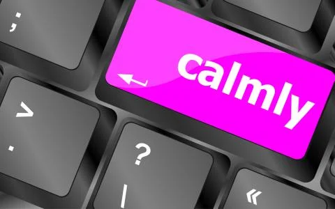 Calmly word. key on computer keyboard button Illustrazione stock