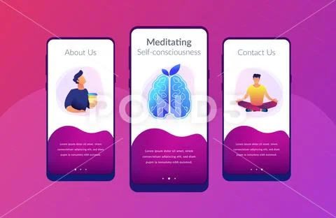 Calmness and releasing stress concept app interface template. Stock Illustration