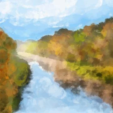 Calmness of the autumn river Stock Illustration