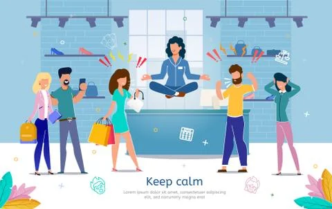 Calmness in Stressful Work Flat Vector Banner Stock Illustration