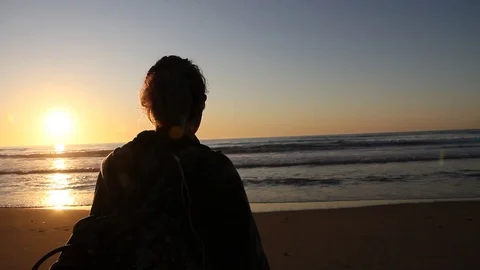 Calmness watching the Ocean Waves Stock Footage 123200057