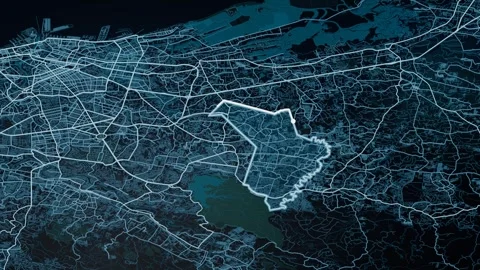 Caloocan Philippines Glowing Digital Map Animation 4K Stock Footage 337740426