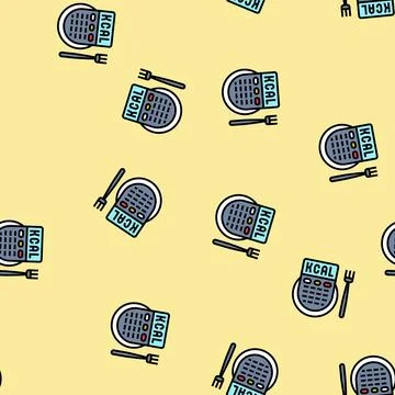 Caloric intake obesity overweight vector seamless pattern Stock Illustration