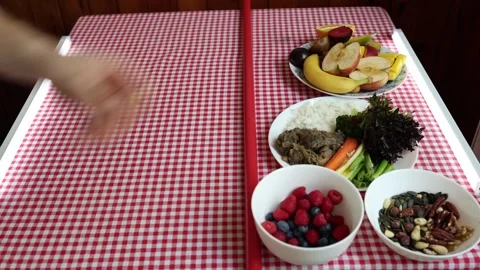 Calorie comparison between whole foods and processed treats Stock Footage 340221464