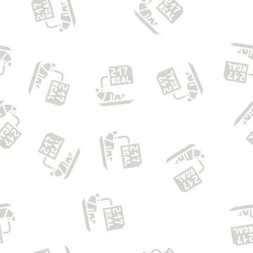 Calorie counting glyph vector seamless pattern black Stock Illustration