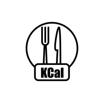 Calorie nutrition value high control knife fork icon. Calorie counter food Stock Illustration