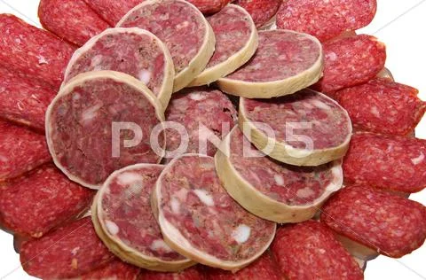 Calorie sausage Stock Photos