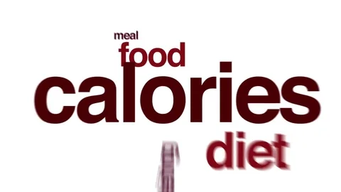 Calories animated word cloud. Video stock 70403997
