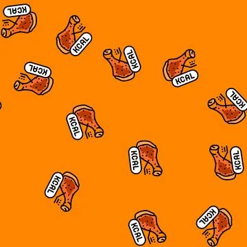 Calories chicken fried vector seamless pattern Stock Illustration