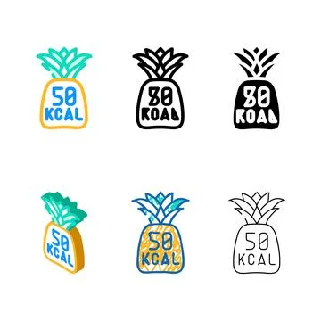 Calories pack pineapple color icon vector 스톡 일러스트