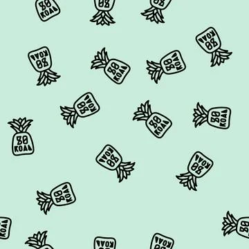 Calories pineapple line vector seamless pattern Stock Illustration