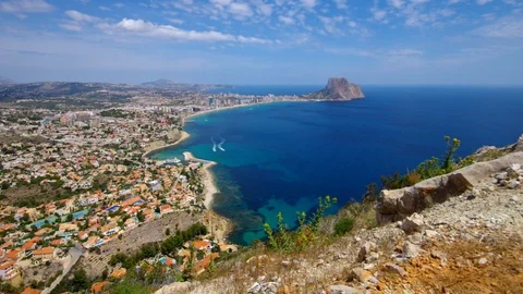 Calpe and Penon de Ifach, Costa Blanca, Spain Stock Footage 129133473