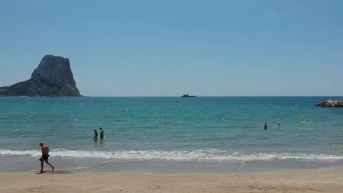 Calpe Beach views during summer perfect sunny day Stock Footage 130645020