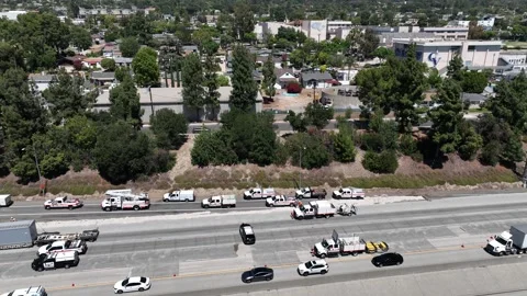 Caltrans Construction Crews Close Los Angeles Freeway Stock Footage 345005963