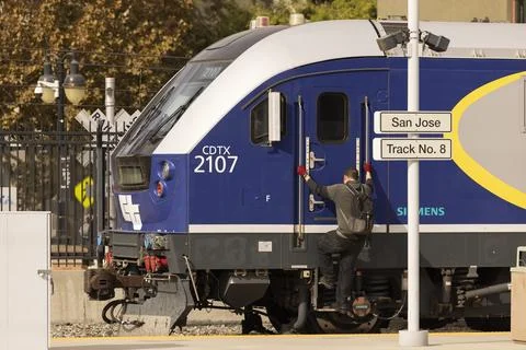 Caltrans train engineer Stock Photos