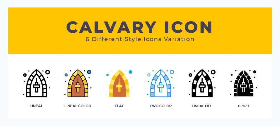 Calvary icon set. Design elements for logo Illustrazione stock