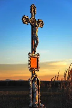 Calvary in meadow Stock Photos
