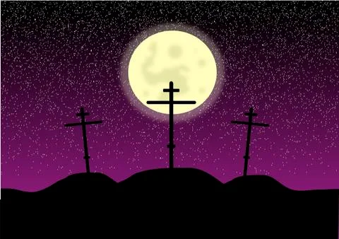 Calvary at night Stock Illustration