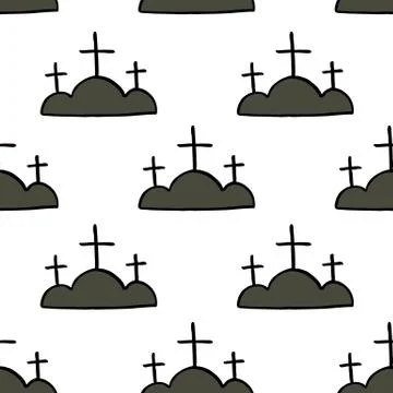 Calvary seamless doodle pattern, vector hand draw illustration Stock Illustration