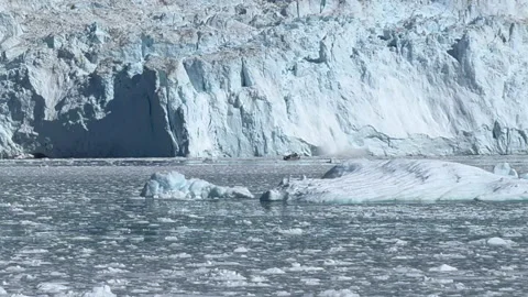 The calving Eqi Glacier, north of the Disko Bay, Western Greenland Stock Footage 219219765