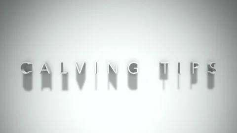 Calving tips 3D title animation white text on a white background Vídeo Stock 299379490