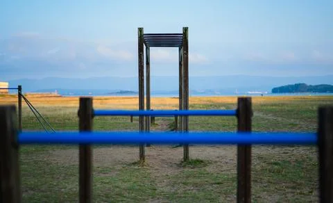 Calysthenics bars on the beach Stock Photos