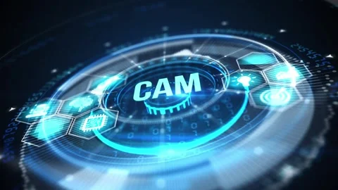 CAM Computer-aided manufacturing industrial technology automation concept. 스톡 동영상 309359039